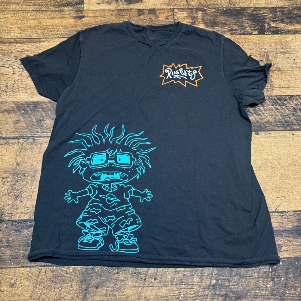 Nickelodeon Rugrats Chuckie Reptar 1991 Graphic T-Shirt Black Large